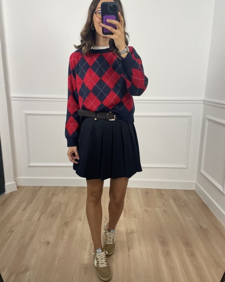 Lyra Lacivert Premium Kemerli Pileli Etek