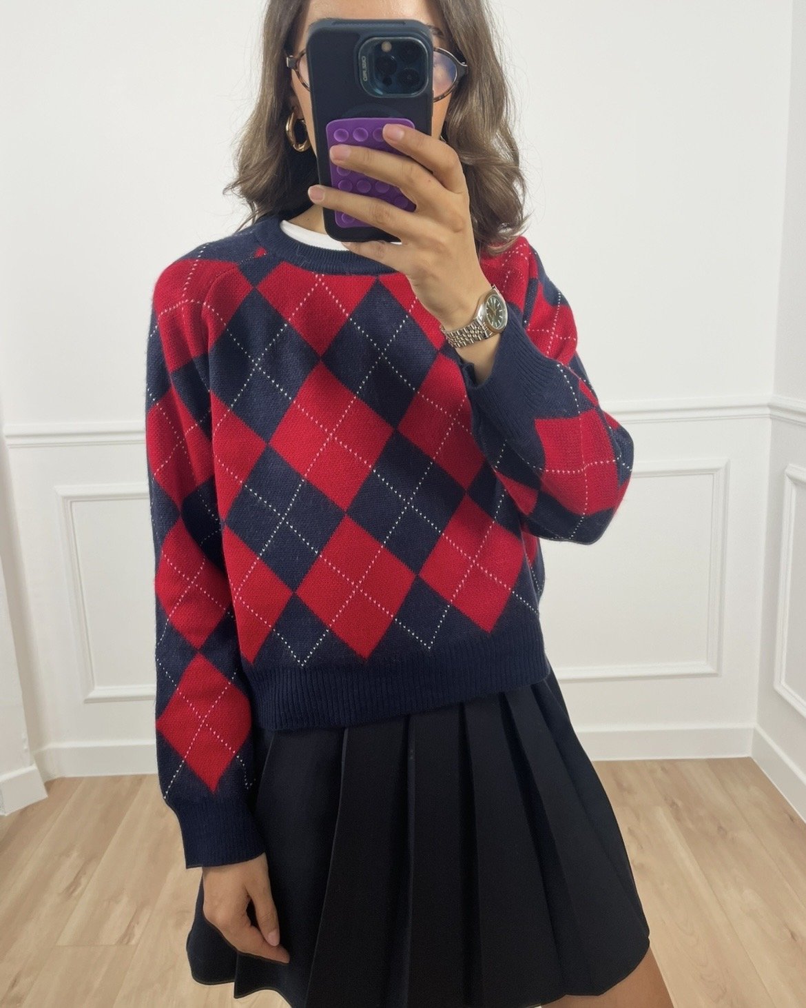 Amber Lacivert Baklava Desen Kazak