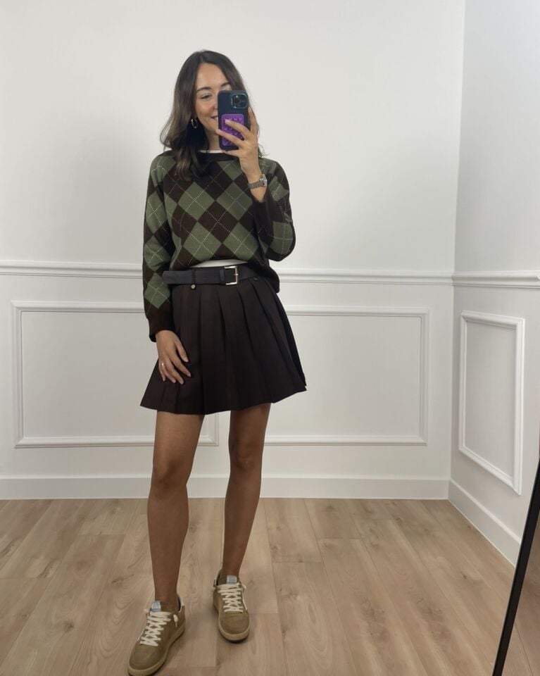 Amber Kahverengi Baklava Desen Kazak