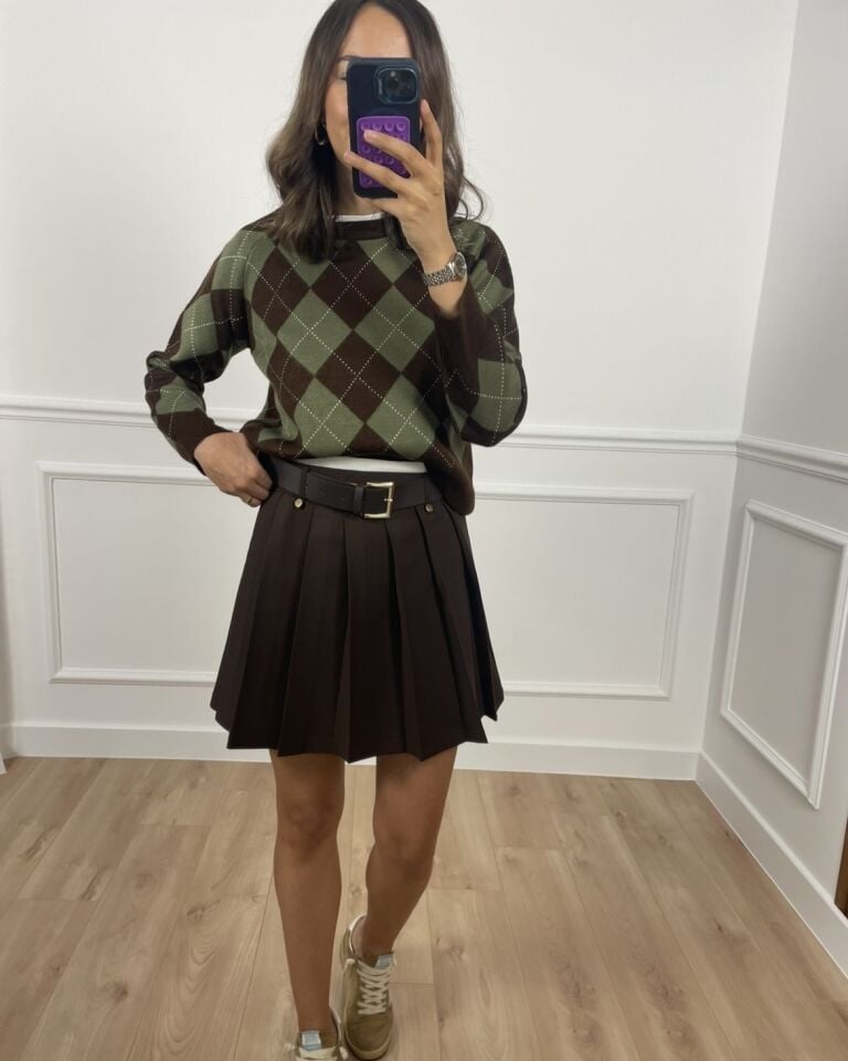 Amber Kahverengi Baklava Desen Kazak