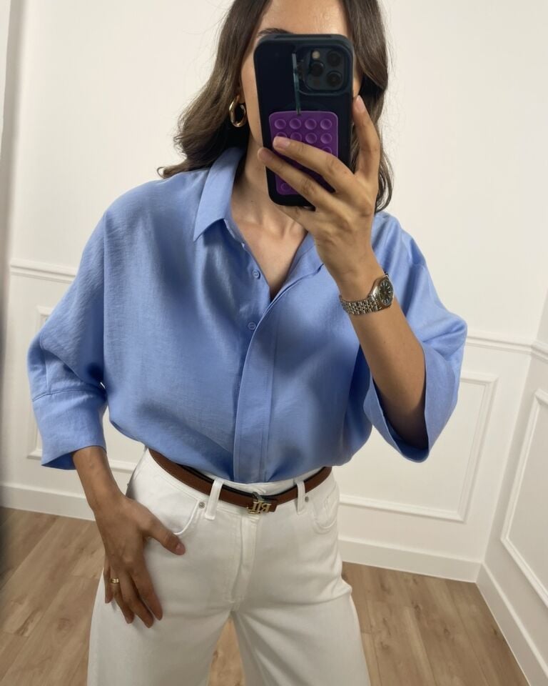 Arin Mavi Yarım Kol Premium Gömlek