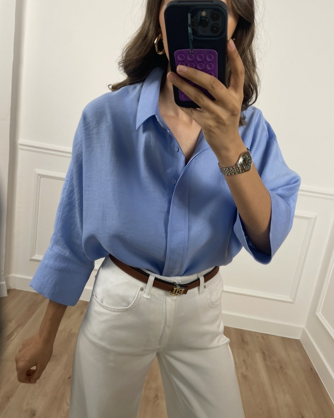 Arin Mavi Yarım Kol Premium Gömlek