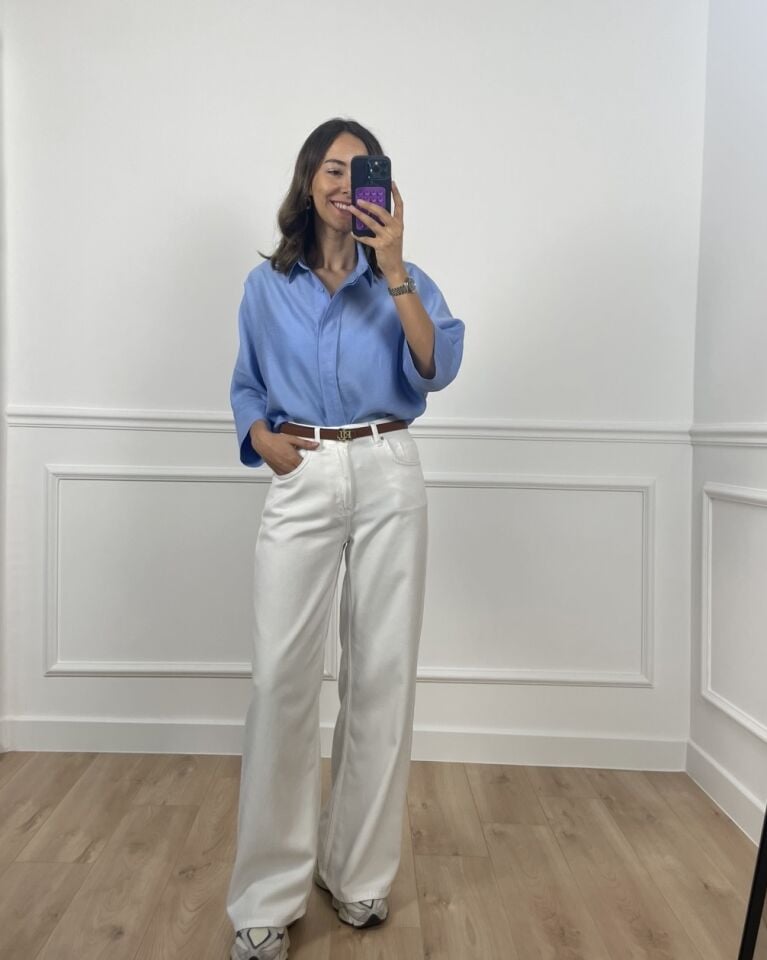 Laren Beyaz Yüksek Bel Premium Jean