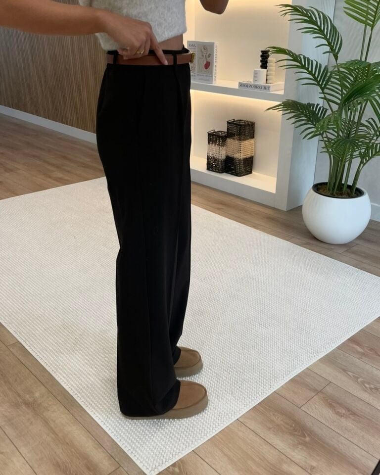 Perla Acı Kahve Beli Lastikli Premium Palazzo Pantolon