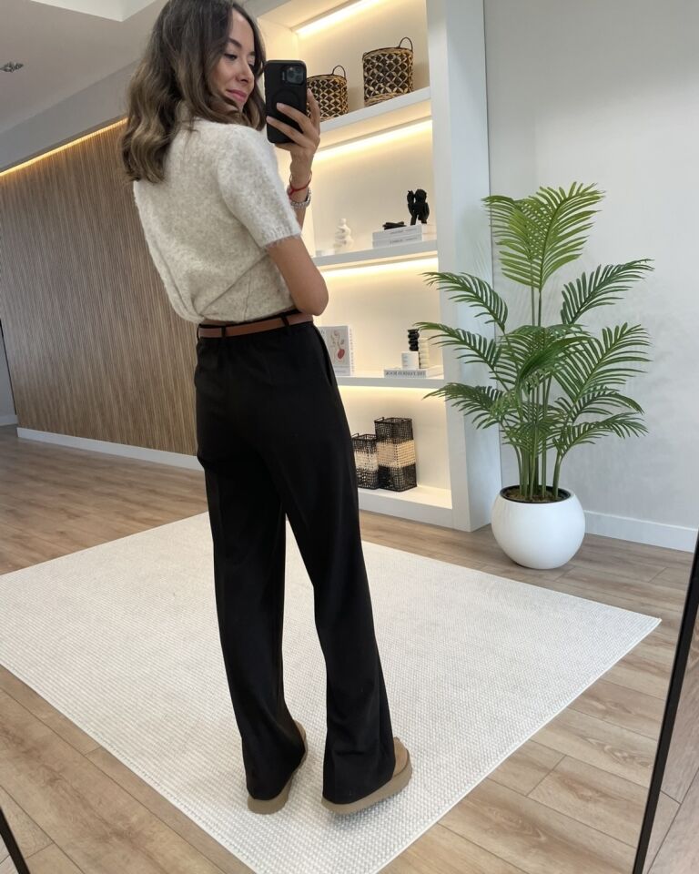 Perla Acı Kahve Beli Lastikli Premium Palazzo Pantolon