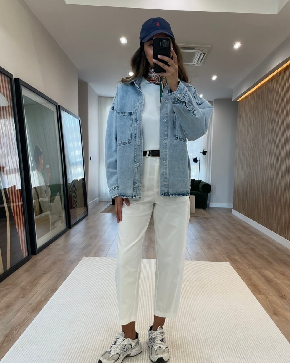 Zena Buz Mavi Premium Oversize Denim Ceket