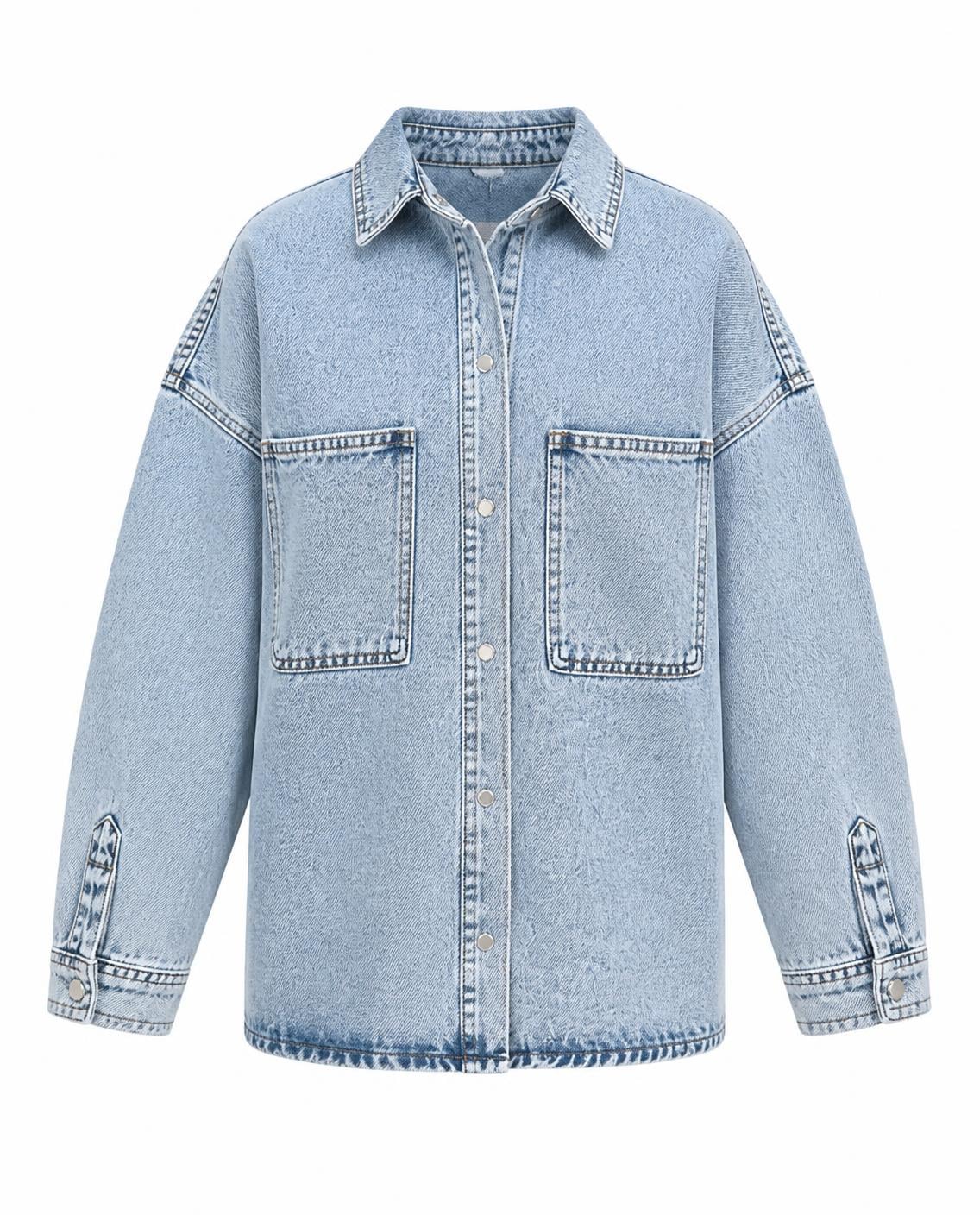 Zena Buz Mavi Premium Oversize Denim Ceket
