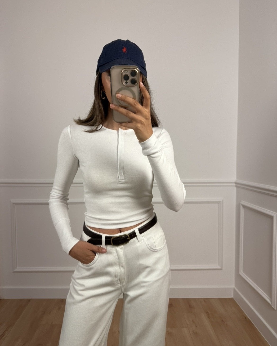 Mia Ekru Uzun Kollu Çıtçıtlı Tişört