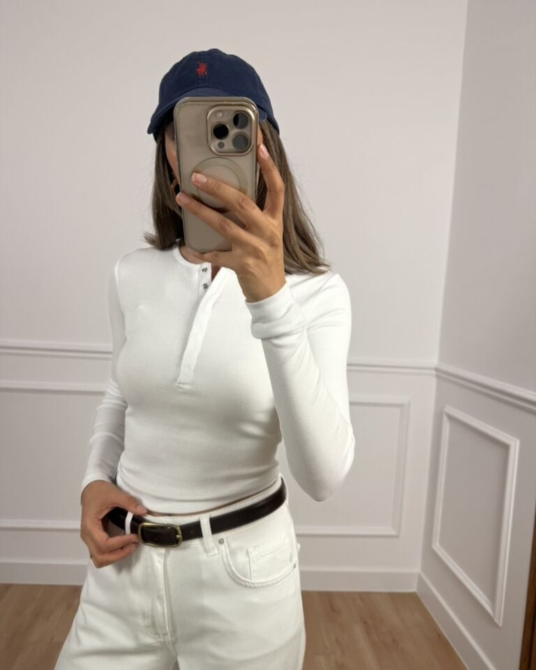 Mia Ekru Uzun Kollu Çıtçıtlı Tişört