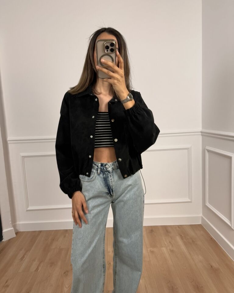 Urban Siyah Süet Premium Bomber Ceket