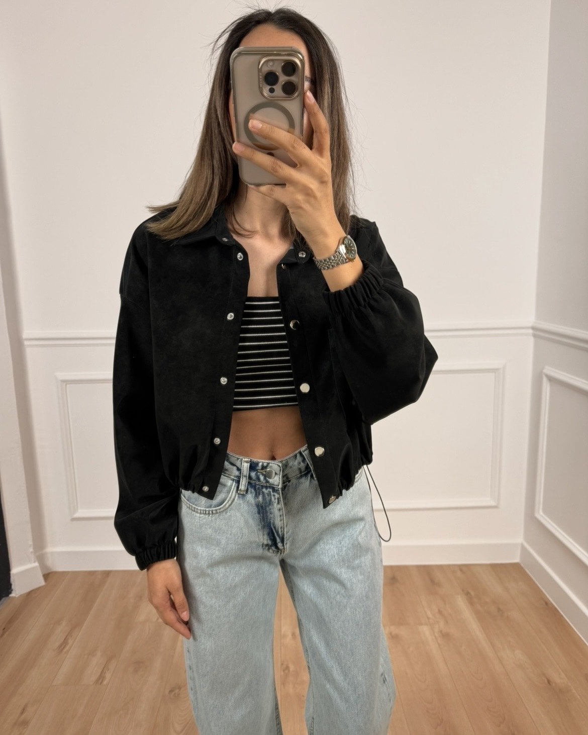 Urban Siyah Süet Premium Bomber Ceket