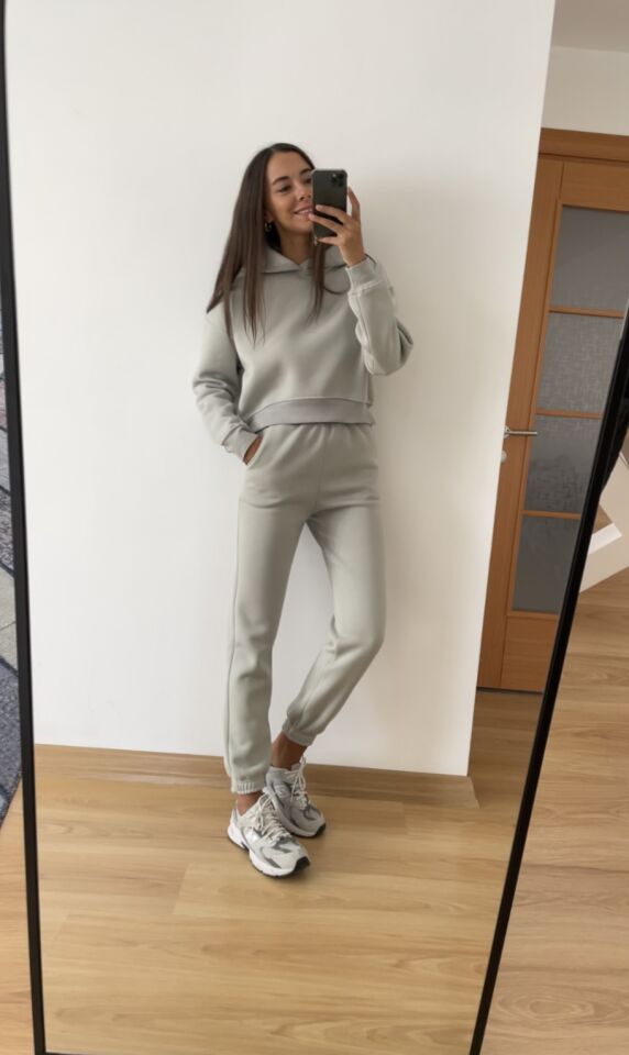 Virela Gri Kapüşonlu Sweatshirt Eşofman Takım