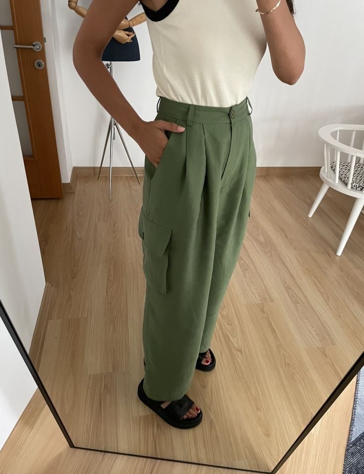 Ravena Yeşil Premium Kargo Cepli Pantolon