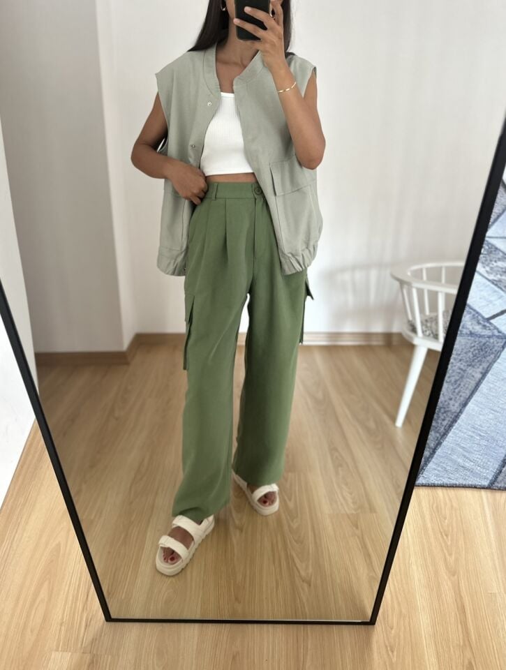 Ravena Yeşil Premium Kargo Cepli Pantolon