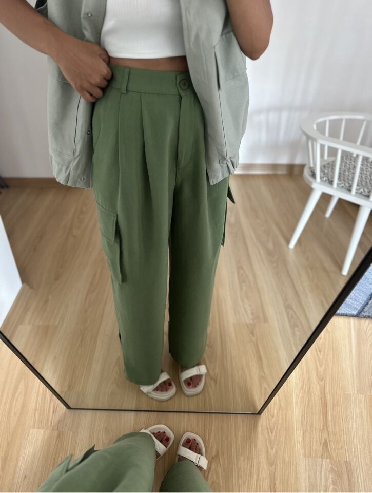 Ravena Yeşil Premium Kargo Cepli Pantolon