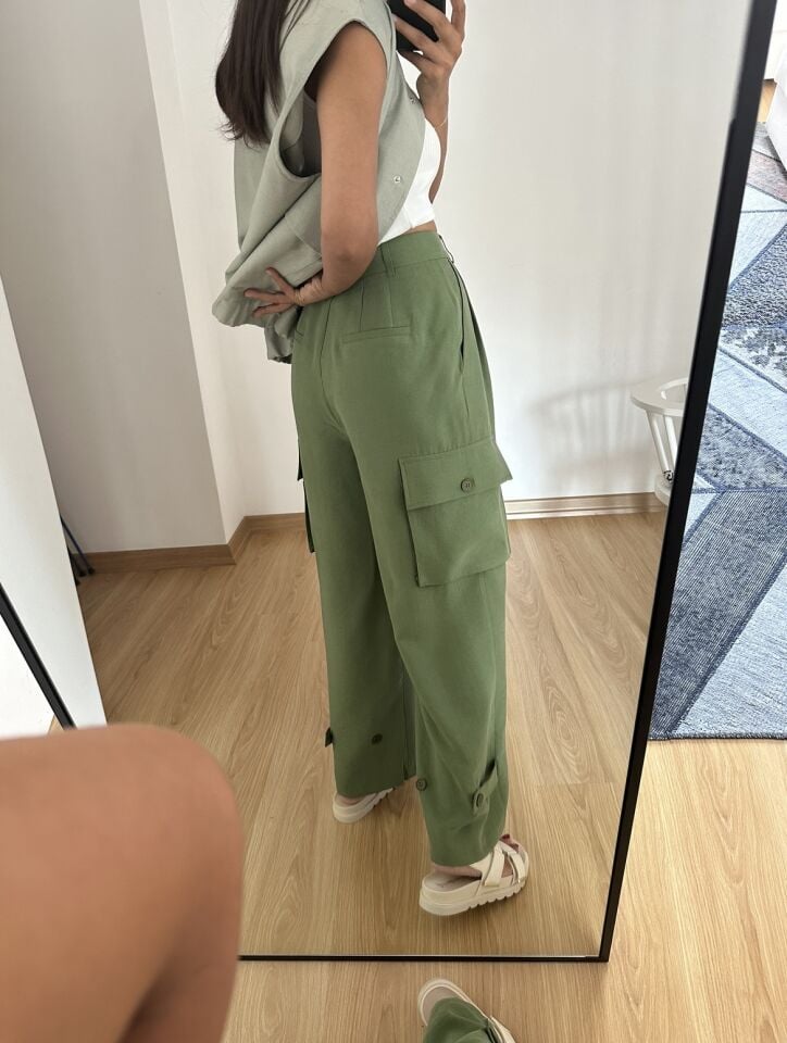 Ravena Yeşil Premium Kargo Cepli Pantolon