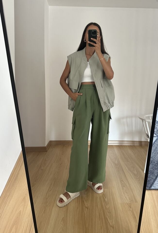 Ravena Yeşil Premium Kargo Cepli Pantolon