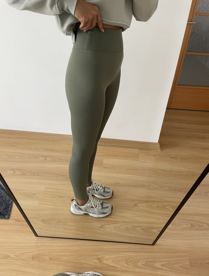 Virel Çağla Yeşili Yüksek Bel Fitilli Tayt