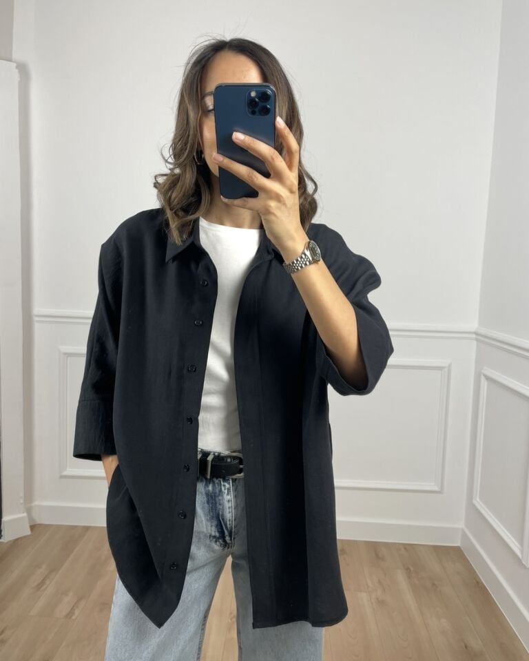 Arin Siyah Yarım Kol Premium Gömlek