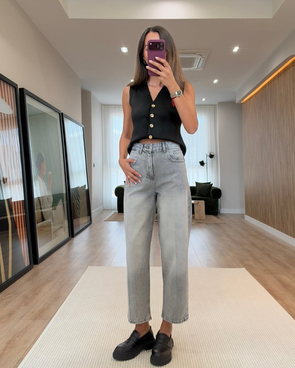 Lisse Açık Gri Barrel Jean