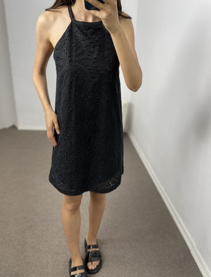 Valeria Siyah Askılı Fisto Elbise