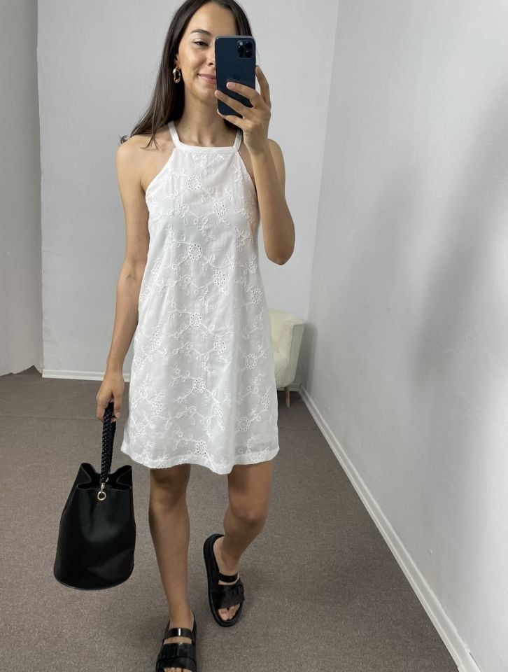 Valeria Ekru Askılı Fisto Elbise