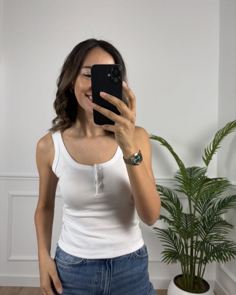 Belle Beyaz Askılı Atlet