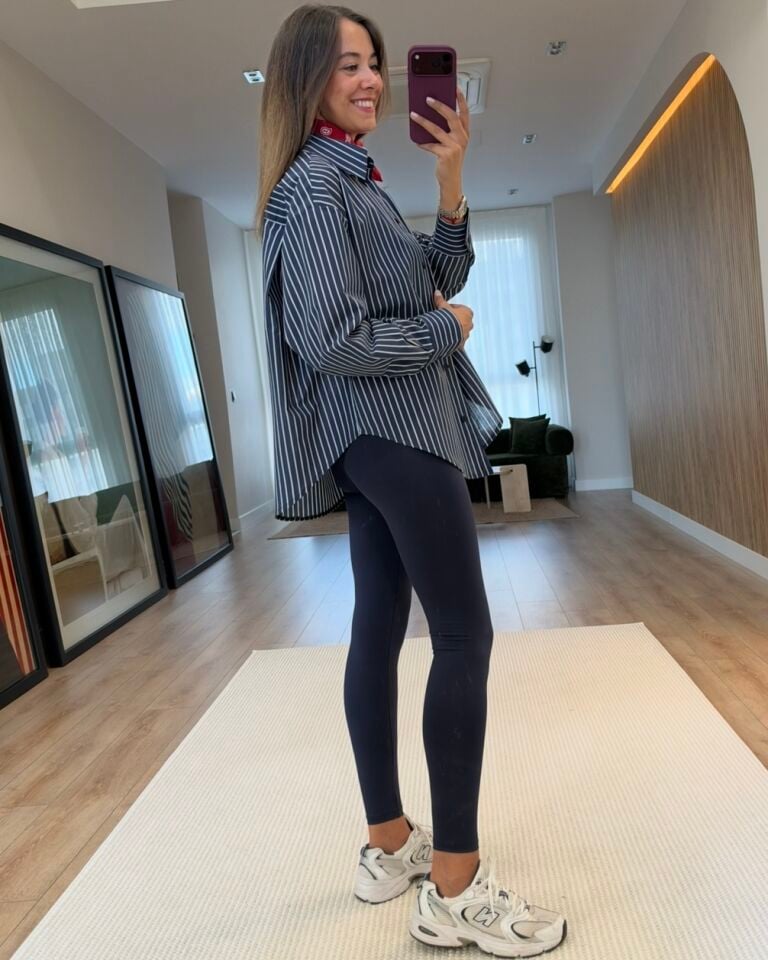 Duen Lacivert Çizgili Oversize Gömlek