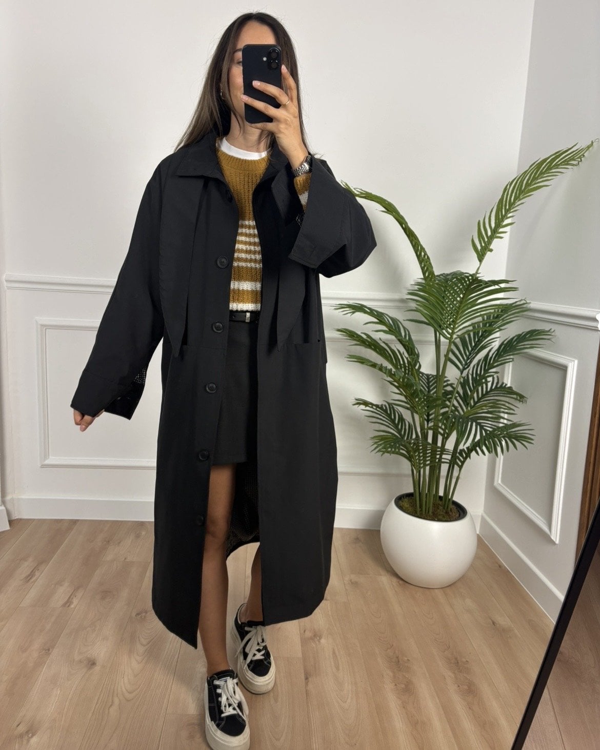 London Siyah Ultra Premium Trençkot