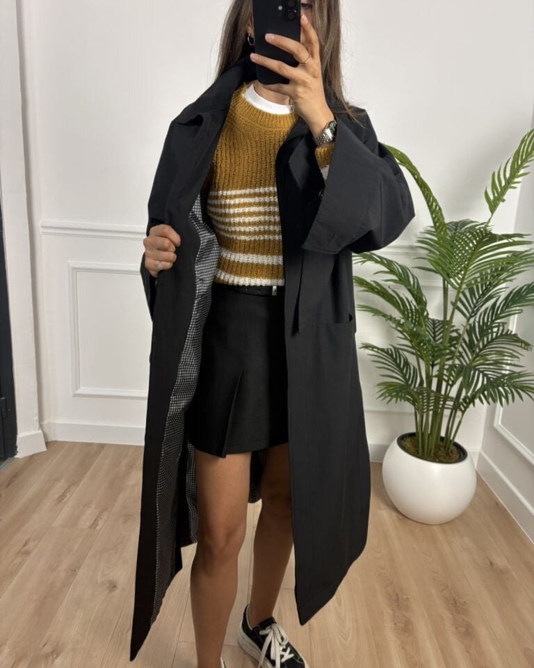 London Siyah Ultra Premium Trençkot