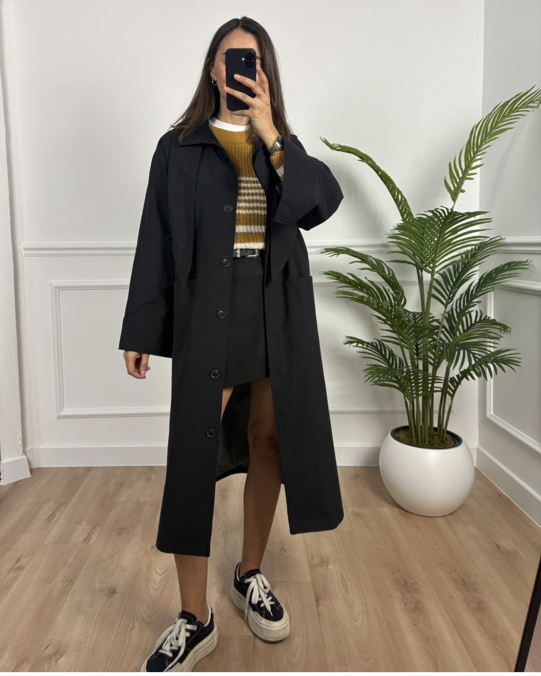 London Siyah Ultra Premium Trençkot