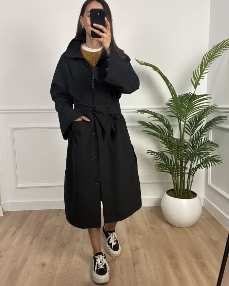 London Siyah Ultra Premium Trençkot