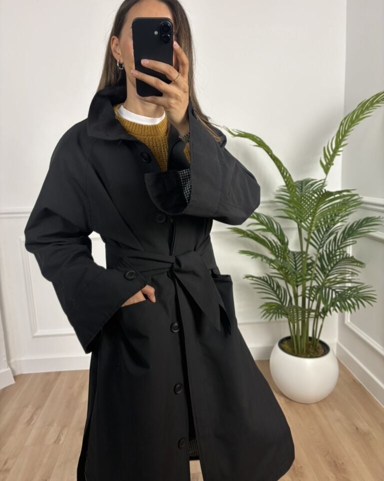 London Siyah Ultra Premium Trençkot