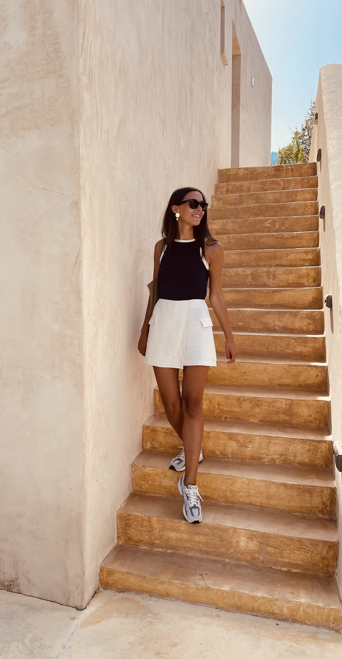 Taş Renk Keten Şort Etek