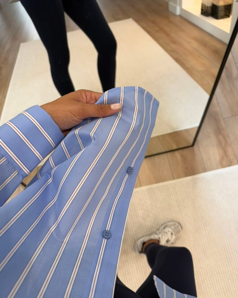 Duen Mavi Çizgili Oversize Gömlek