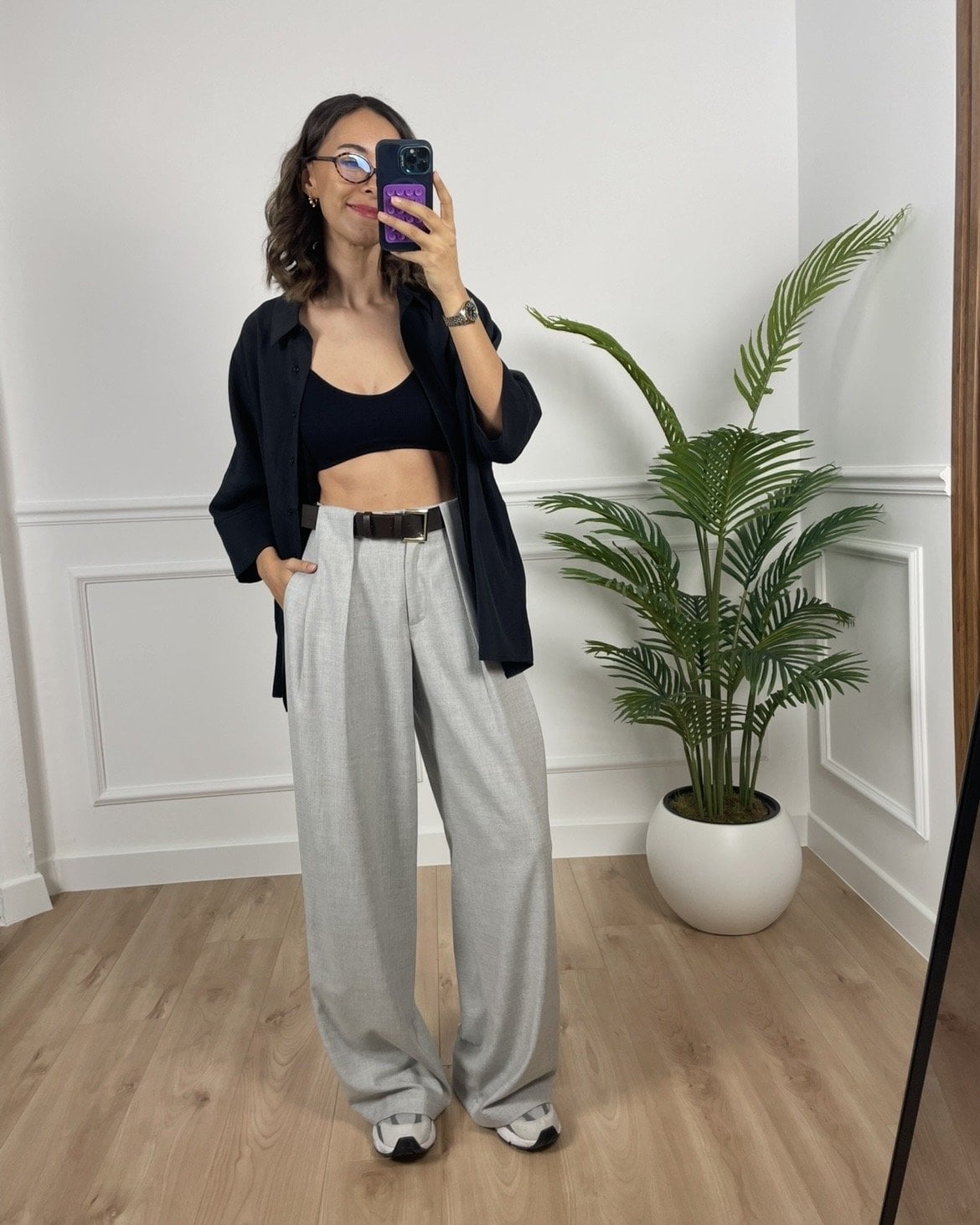 Calista Gri Kemerli Palazzo Pantolon