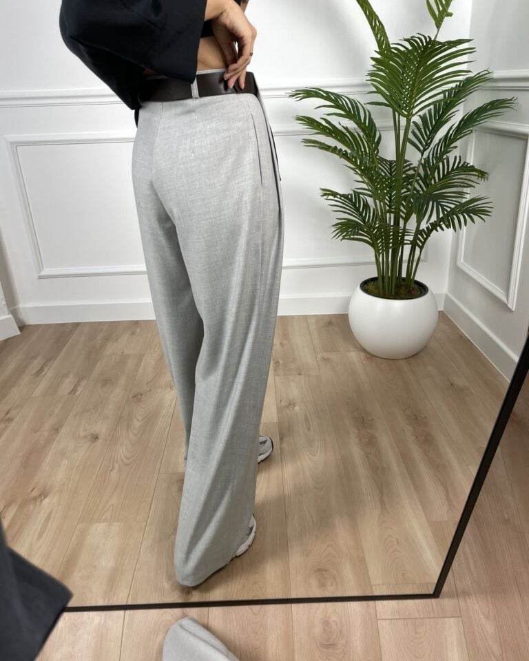 Calista Gri Kemerli Palazzo Pantolon