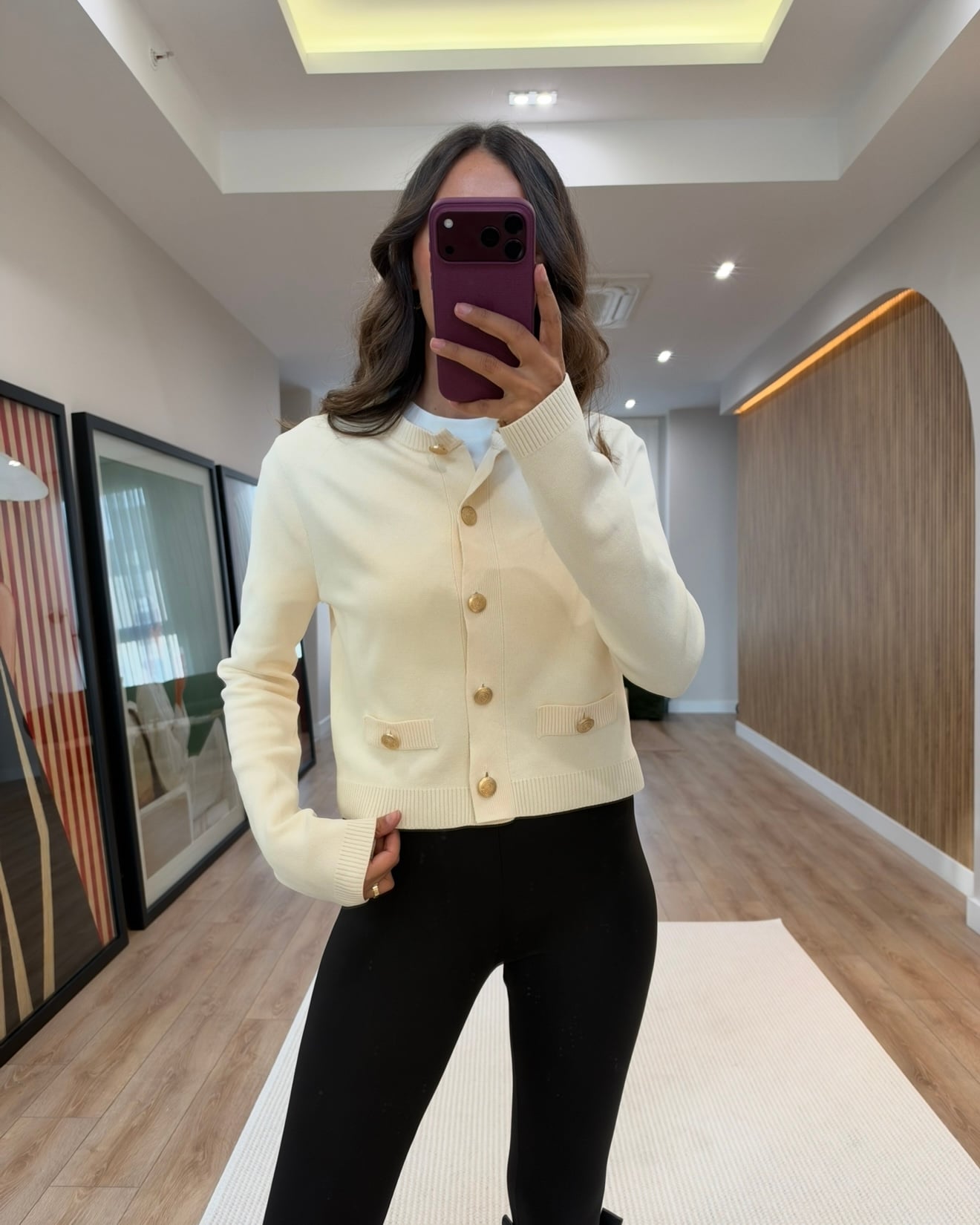 Odea Ekru Gold Düğme Detaylı Hırka
