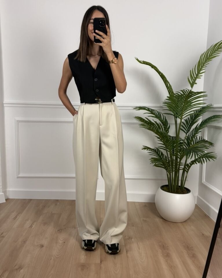 Nocta Ekru Ultra Premium Palazzo Pantolon