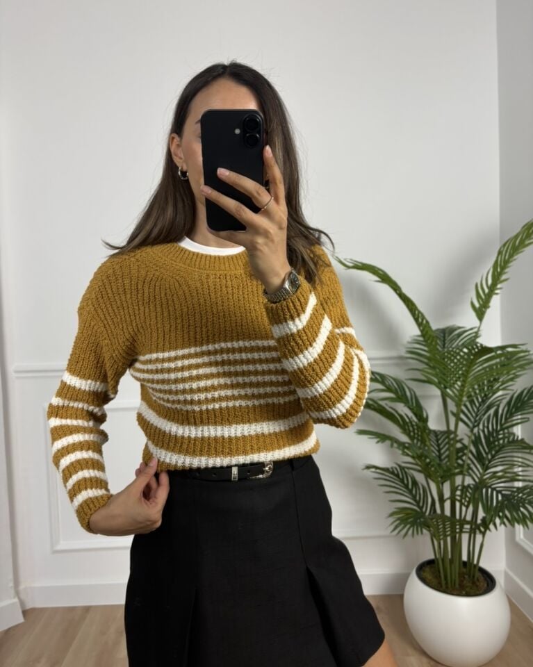 Larisel Hardal Ekru Çizgili Kazak