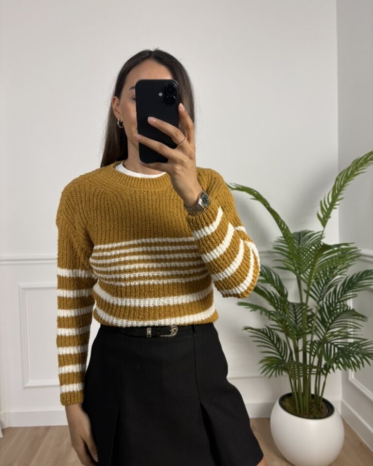 Larisel Hardal Ekru Çizgili Kazak