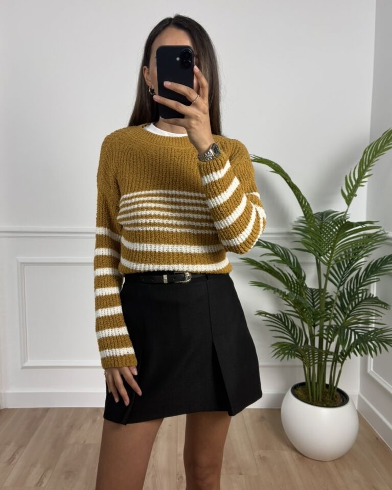 Larisel Hardal Ekru Çizgili Kazak