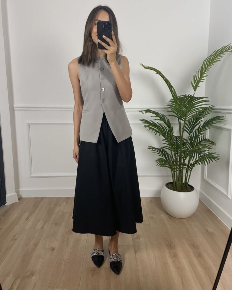 Virella Gri Önü Düğmeli Premium Yelek