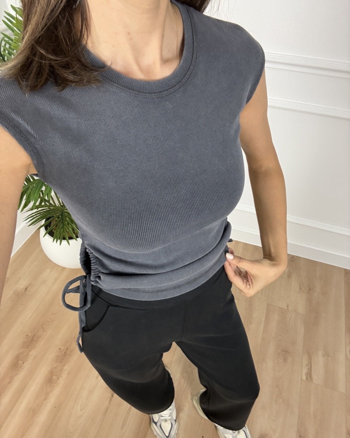 Pera Antrasit Pencere Detaylı Bluz