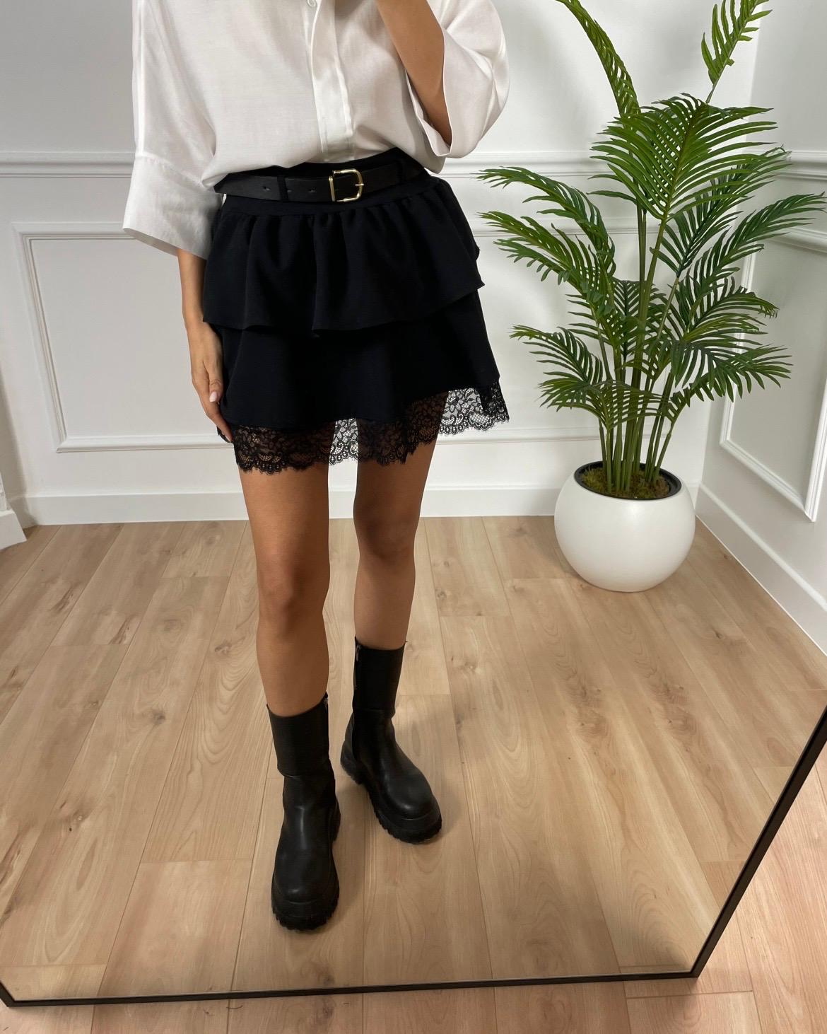 Colmar Siyah Dantel Detaylı Premium Etek