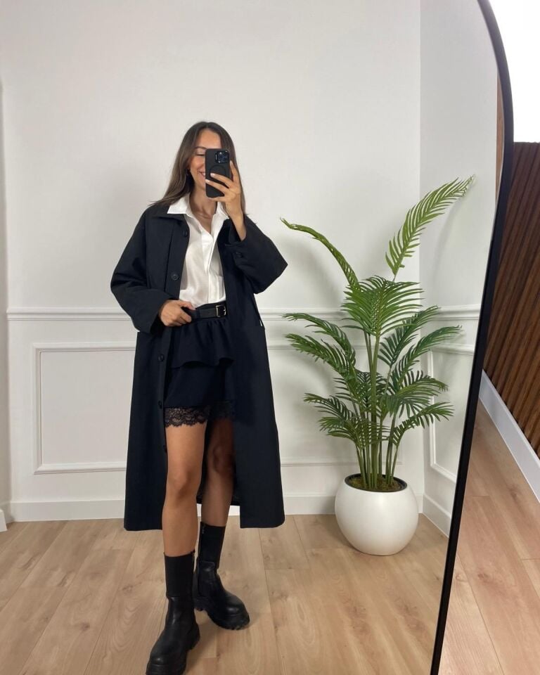 Colmar Siyah Dantel Detaylı Premium Etek