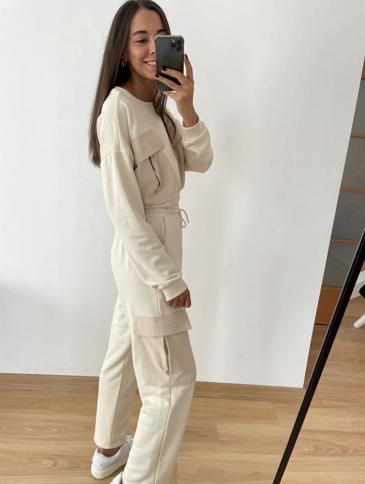 Kemik Premium Paraşüt Cepli Crop Sweat