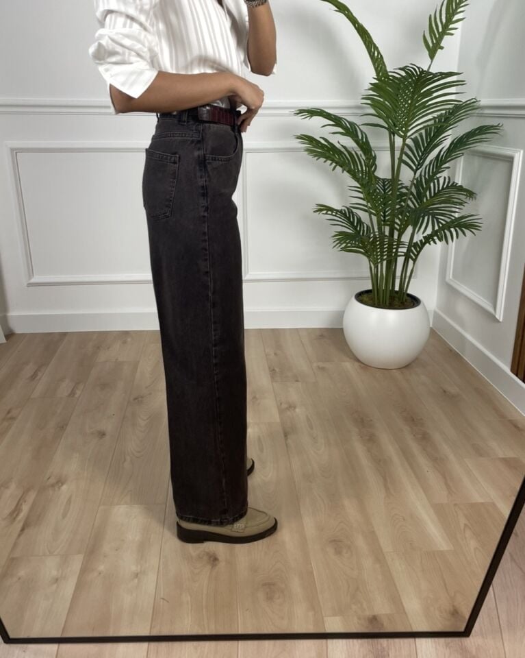 Ares Kahverengi Kemerli Premium Jean