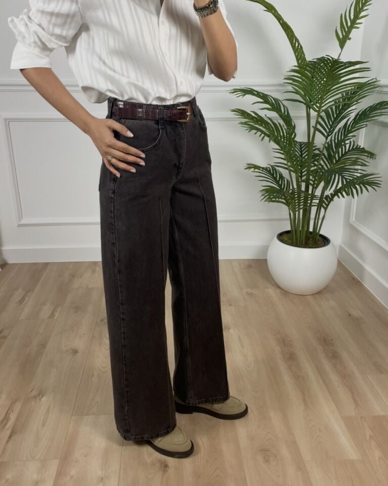 Ares Kahverengi Kemerli Premium Jean