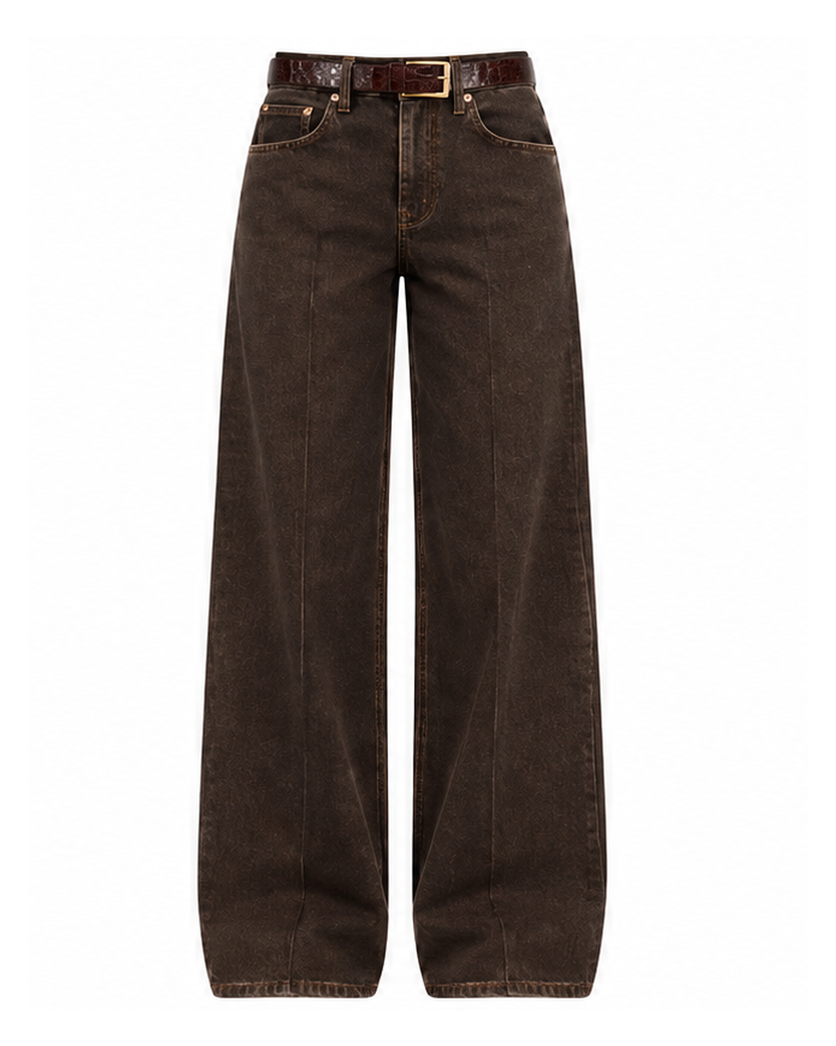 Ares Kahverengi Kemerli Premium Jean